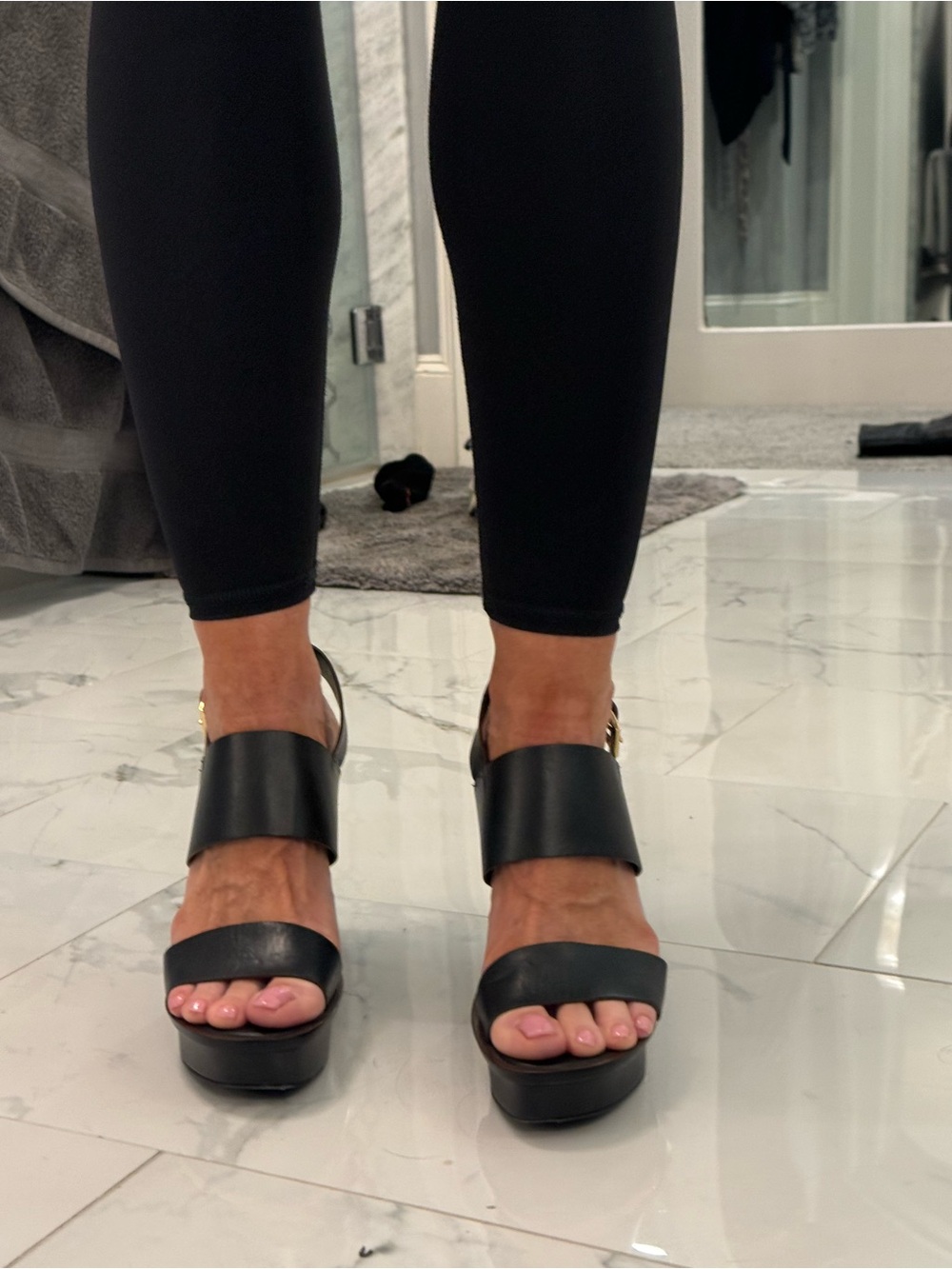 Tory Burch Black Leather Platform Heels